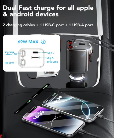 Retractable Car Charger Adapter