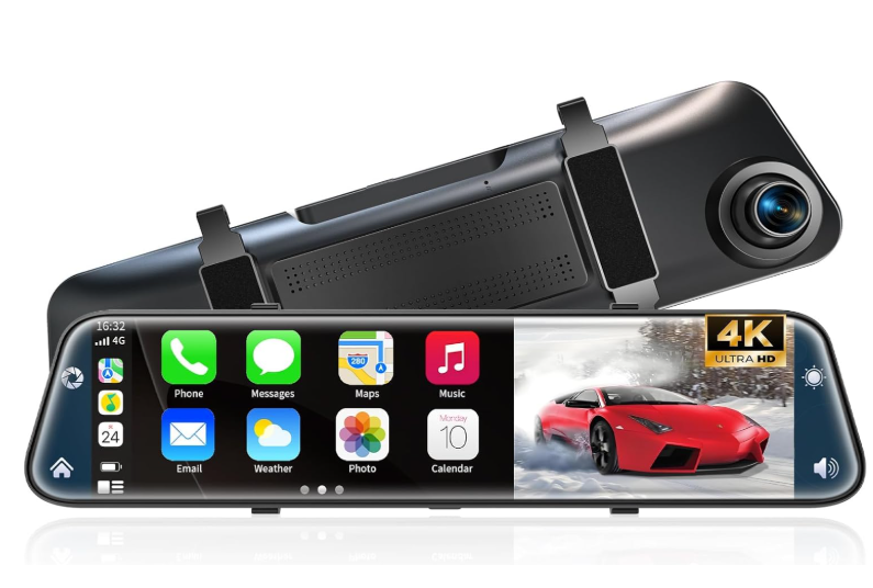4K Rear View Mirror Camera with Carplay&amp;Android Auto