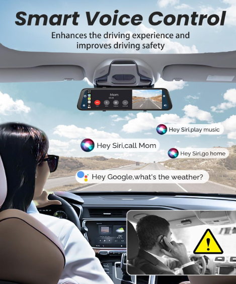 4K Rear View Mirror Camera with Carplay&amp;Android Auto